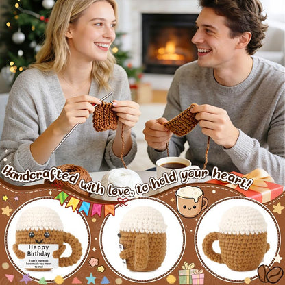 Xinezaa Mini Birthday Coffee Gifts For Women Men Friends, Happy Birthday | Gifts for Teen Girl Boy Her Him Coworker Daughter Son Sister, Funny Handmade Crochet, Years Old Birthday, Cute Party Decor - style: Birthday