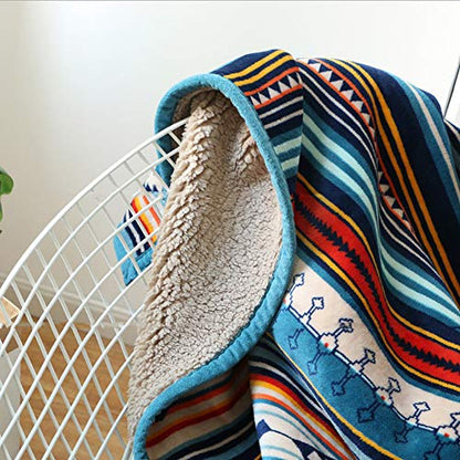 Boho Sherpa Throw 60'' x 50''- Bohemian Soft Plush Flannel Throw Blankets for Bed/Couch/Sofa/Office/Camping - color: A-bohemian, size: 50''x60''