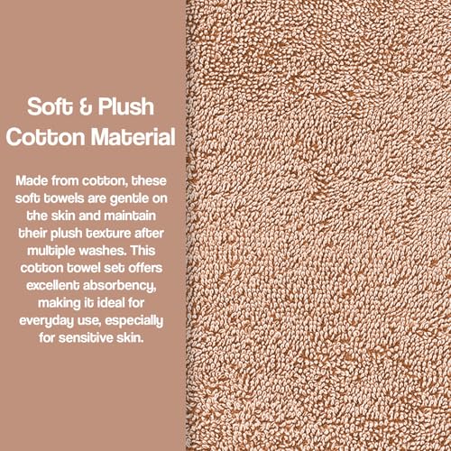 Zahari Home 3 Piece Laced Towel Set - Stylish Soft Plush Cotton Towels with Hand Towel & Washcloth - Highly Absorbent Towels for Bathroom, Gym, Hotel & Spa (Crochet Blush) - color: Crochet-blush
