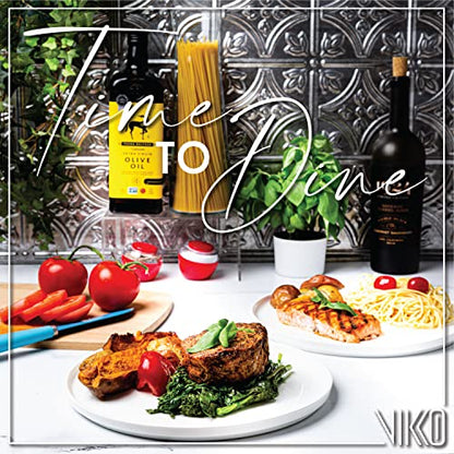 Vikko Salad Plate, Set of 4 White Plates, Bone China, Stackable 10 Inch Dinner Plates, Dishwasher Safe - size: 10 Inch