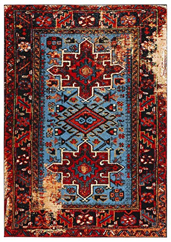 SAFAVIEH Vintage Hamadan Collection Accent Rug - 2'3" x 4', Red & Light Blue, Traditional Persian Design, Non-Shedding & Easy to Clean, Ideal for Front Door, Kitchen, Entryway, Foyer (VTH211Q) - color: Red/Light Blue, size: 2'3" x 4' (Rectangular)