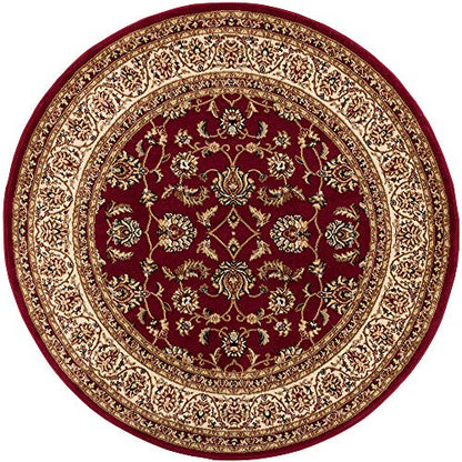 Well Woven Barclay Collection Sarouk Red 5 ft Round Rug - for Living Room, Bedroom, and Dining Room - color: Red, size: 5'3" (Round)