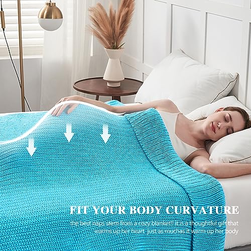 L'AGRATY Knitted Weighted Blanket - 60"x80" 15lbs Cooling Chunky Knit Heavy Blanket for Adults Braided Crochet Throw Thick Cable Yarn Knit Decorative No Beads Evenly Weighted Machine Washable | No Beads Evenly Weighted Machine Washable Chunky Braided Croc