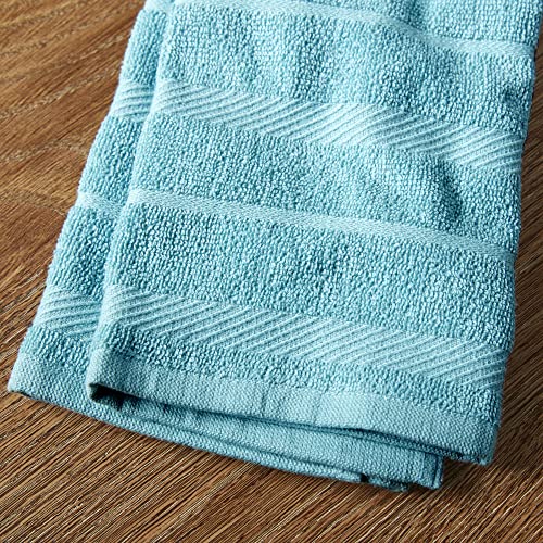 KitchenAid Albany Kitchen Towel 4-Pack Set, Aqua/White, 16"x26" - color: Aqua, size: 16"x26"