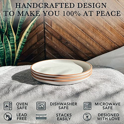 Mora Ceramic Plates Set, 7.8 in - Set of 6 - The Dessert, Salad, Appetizer, Small Dinner etc Plate. Microwave, Oven, and Dishwasher Safe, Scratch Resistant. Kitchen Porcelain Dish - Vanilla White - color: Vanilla White