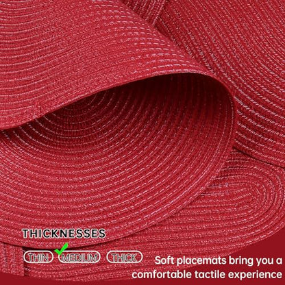 Placemats Set of 8, Woven Oval Braided Dining Table Mats(Red) | 12 x 17.5 Inch Size Fits Plates and Flatware; Hand Washable and Heat Resistant for Kitchen Use, with Farmhouse and Boho Style - color: Red, size: 8 pcs