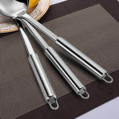 Pleafind Serving Utensils Set for Parties,3-Piece Silver Stainless Steel utensils set,Includes 1 Serving Spoon, 1 Slotted Spoon and 1 Soup Ladle,Serving Spoons for Buffet - color: 3P-Silver