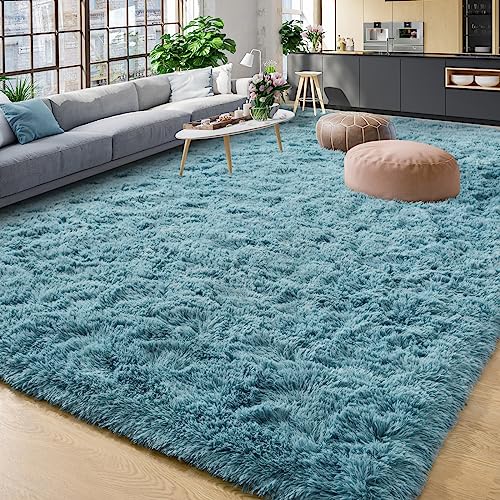YJ.GWL Area Rugs for Living Room Bedroom, 5x8 Machine Washable Large Teal Carpet, Soft Fluffy Shaggy Thick Big Shag Indoor Floor Rug for Kids Boy and Girls Room Dorm Home Decor Aesthetic - color: Turquoise Green, size: 5' x 8' (Rectangular)