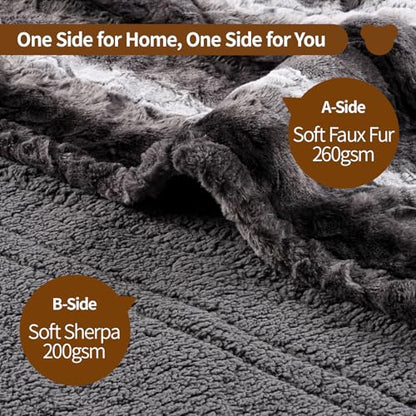 Bearhug Electric Blanket Full Size 77" x 84", 10 Heat Settings Heated Blanket, 1-12 Hour Auto Shut-Off, Faux Fur & Sherpa Dual-Sided Heating Blanket, Machine Washable, Gift-Ready Elegant Packaging - color: Cocoa Fade Stripe, size: Full Size 77" x 84"