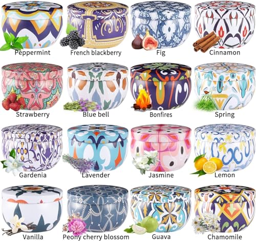 YOROXRG Scented Soy Wax Travel Tin Jar Candles - 2.5 OZ Gifts for Home, Mom - Christmas, Birthday, Thanksgiving, Mother's Day - 16 Pack - color: 16 Multicolour