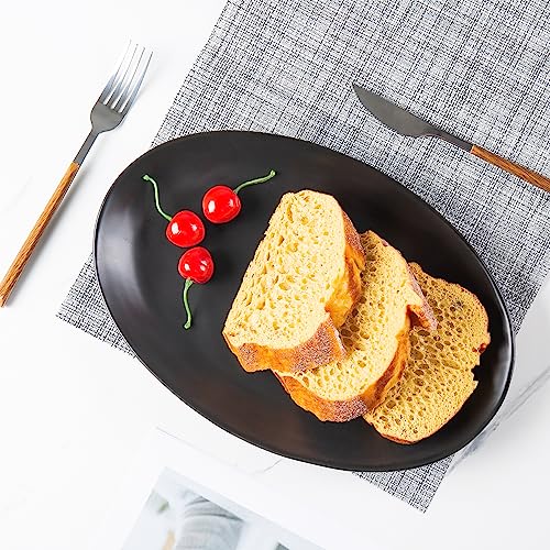 Ceramic Serving Platters, 12" Black Serving Tray, Serving Plates, Set of 3 | Magclay Large Oval Serving Plates for Dessert Appetizers Meat/Entertaining/Party, Matte Black - color: Matte Black