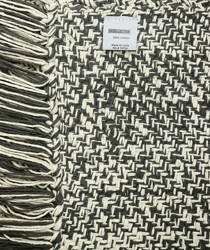COTTON CRAFT Woven Area Rug - 2 Pack Entryway Rug with Fringe - 22x34 Inch | Grey Natural Reversible Boho Farmhouse Rustic Cotton Throw Rug Carpet - Washable Mat for Bedroom Living Room Kitchen Bathroom - color: Grey - 2 Pack, size: 1'10" x 2'10" (Rectang