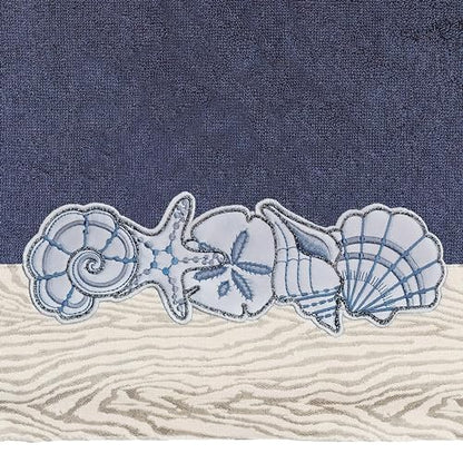 Seaside 4-Piece Luxury Towel Set, Sparkling Seashell Applique, Plush Turkish Cotton, Durable & Quick Dry, Nautical Bath Ensemble, 2 Bath 2 Hand Towels, Marine - color: Marine, size: 2 Pcs Bath 2 Pcs Hand Towel
