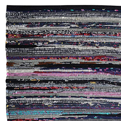 Ramanta Home Cotton Chindi Rag Rug 2ft x 3ft, Dark Multi | Cotton Washable Hosiery Rug, Boho Farmhouse - Living Room, Kitchen, Entryway- 24"x36" - color: Dark Multi Hoisery, size: 2 x 3 feet