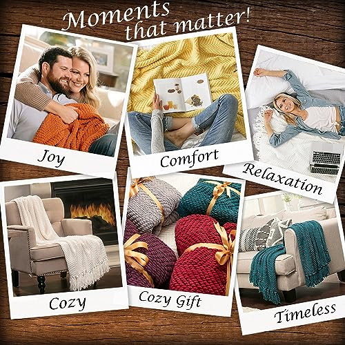 Chanasya Premium Textured Knit Throw Blanket with Tassels - Soft, Cozy Blanket for Couch, Bed, Living Room - 50" x 65” - Tan Sage - color: A(tan Sage)