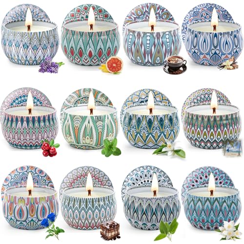 Scented Candles Gift Set, 12 Pack Aromatherapy Candles for Women, Candles for Home Scented, 300H Long Burning, Soy Wax Candle Set, Gifts for Mom Women SPA Birthday Anniversary Stocking Stuffers - size: Bulk Value 12-Candle Set