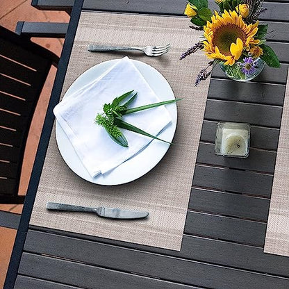WUBAYI Placemats, Set of 6 Table Mats Heat Resistant Stain Resistant Non-Slip Woven Vinyl Insulation Placemats, Washable Durable Elegant Table Mats for Kitchen Dinning Restaurant(Beige White) - color: Beige White