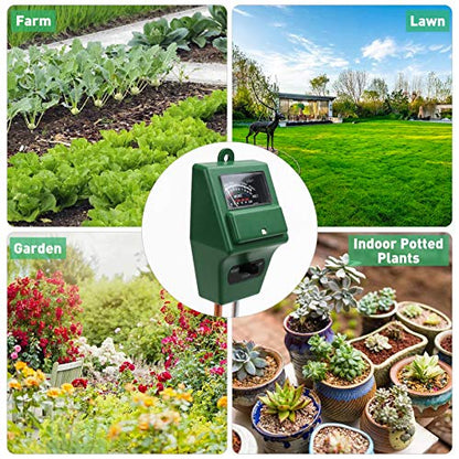 Soil Ph Tester, 3-in-1 Soil Test Kit for Moisture/PH/Light, Soil Moisture Meter for Plants Indoor Outdoor, Plant Hygrometer Water Testing Probe Sensor Analyzer Detector for Lawn Farm Gardening Tools