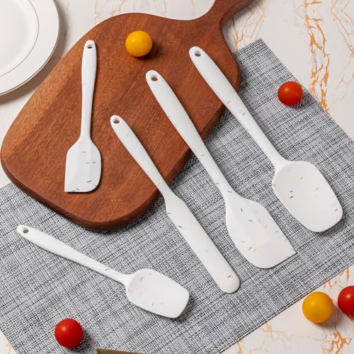 Silicone Spatula Set,5 Piece Food Grade Rubber Spatulas,Candy Color | Spatulas Silicone Heat Resistant for Baking,Cooking,and Mixing High Heat Resistant Non Stick Dishwasher Safe BPA-Free - color: Candy Color