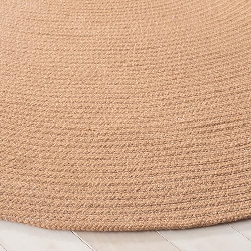 SAFAVIEH Braided Collection Area Rug - 4' Round, Tan, Handmade Country Farmhouse, Ideal for High Traffic Areas in Living Room, Bedroom (BRD402E) - color: Tan, size: 4' (Round)