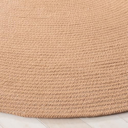 SAFAVIEH Braided Collection Area Rug - 4' Round, Tan, Handmade Country Farmhouse, Ideal for High Traffic Areas in Living Room, Bedroom (BRD402E) - color: Tan, size: 4' (Round)