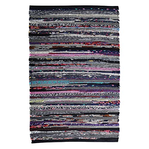 Ramanta Home Cotton Chindi Rag Rug 2ft x 3ft, Dark Multi | Cotton Washable Hosiery Rug, Boho Farmhouse - Living Room, Kitchen, Entryway- 24"x36" - color: Dark Multi Hoisery, size: 2 x 3 feet