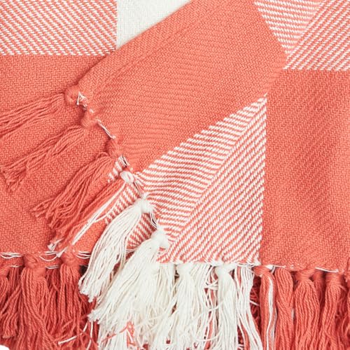 C&F Home Franklin Plaid Coral 100% Cotton Accent Throw Blanket 50" x 60" | Gift Idea