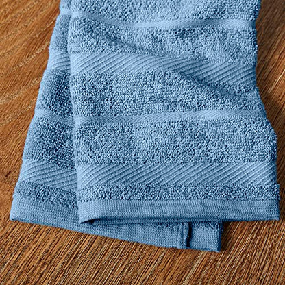 KitchenAid Albany Kitchen Towel 4-Pack Set, Blue Velvet/White, 16"x26" - color: Blue Velvet, size: 16"x26"