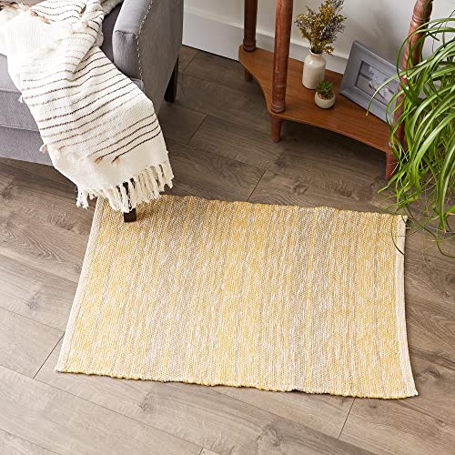 DII Woven Rag Rug Collection Recycled Yarn Variegated Rustic Stripe, 2x3', Honey Gold - color: Honey Gold