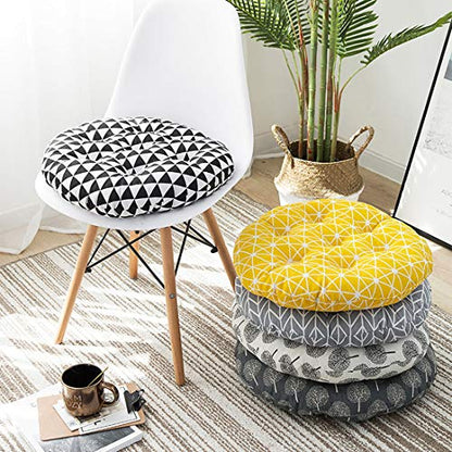 vctops Bohemian Soft Round Chair Pad Garden Patio Home Kitchen Office Seat Cushion Grid Yellow Diameter 16" - color: Grid Yellow, style: Diameter 16 Inch