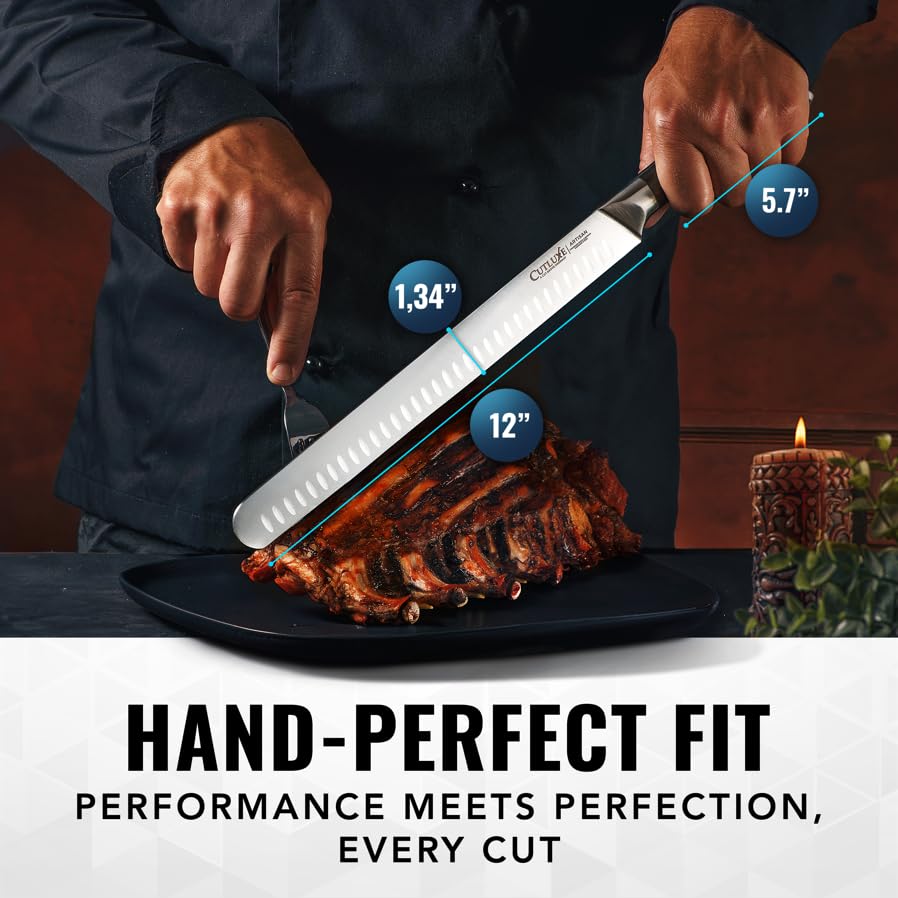 Cutluxe Brisket Knife, 12" Carving & Slicing Knife for Meat & BBQ | Razor Sharp German Steel, Full Tang Ergonomic Handle, Sheath Included – Grilling Gift for Men - size: Brisket Knife