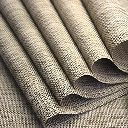 Dinner Mats Easy to Clean for Dining Table Woven Vinyl Placemats Heat Resistant 12x18 inche Table Mats Set of 6（Khaki） - color: Khaki, size: placemats set of 6