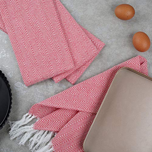 100% Cotton Hand Face Head Guest Gym Towel Set Washcloth Kitchen Tea Towel Dish Cloth Set of 4 (Red) - color: Red
