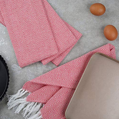 100% Cotton Hand Face Head Guest Gym Towel Set Washcloth Kitchen Tea Towel Dish Cloth Set of 4 (Red) - color: Red