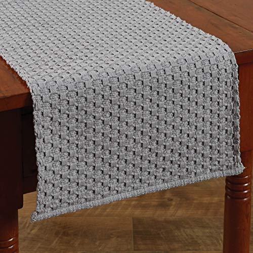 Park Designs Chadwick Table Runner 13" x 36", Mist | Hand-Loomed Yarn | Honeycomb Weave | Light Blue | Farmhouse Decor - color: Mist