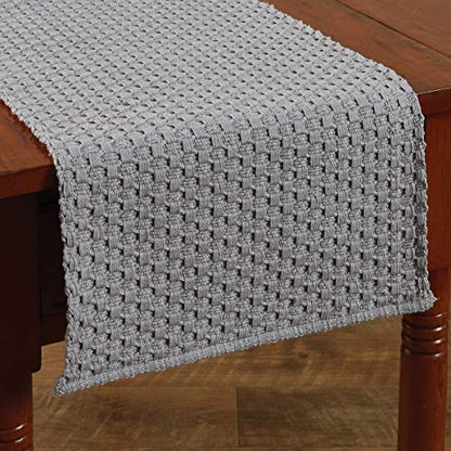 Park Designs Chadwick Table Runner 13" x 36", Mist | Hand-Loomed Yarn | Honeycomb Weave | Light Blue | Farmhouse Decor - color: Mist