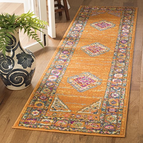 SAFAVIEH Madison Collection Runner Rug - 2'3" x 6', Orange & Fuchsia, Boho Chic Medallion Design, Non-Shedding & Easy Care, Ideal for High Traffic Areas in Living Room, Bedroom (MAD133D) - color: Orange/Fuchsia, size: 2'3" x 6' (Runner)