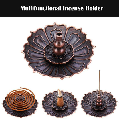 Incense Holder with Incense Stick Tray,Multi-Functional Incense Burner and Stick Holder Combo,Ash Holder (1, Bronzy,Dull Red) - color: Bronzy,dull Red
