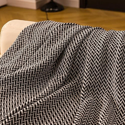 Peshtemania Premium Cotton Light Weight Boho Throw Blanket 50”x60” Gray Black and Off White for Bed Chair Couch Farmhouse Turkish Throws for Sofa Bedroom Outdoor Fall Throw Blanket Yoga Blanket - color: Black