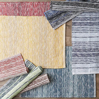 DII Woven Rag Rug Collection Recycled Yarn Variegated Rustic Stripe, 2x3', Hunter Green - color: Hunter Green