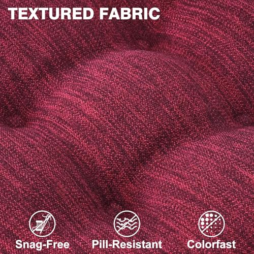 Shinnwa Kitchen Chair Cushions Set of 2, Dual-Layer Memory Foam Dining Chair Cushions, Patented Design Seat Pads with Ties, 16.5 x 16.5 x 3.5in, 2 Pack, Burgundy - color: Burgundy, size: 2 Count (Pack of 1)
