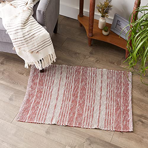 DII Woven Rag Rug Collection Recycled Yarn Variegated Rustic Stripe, 2x3', Cinnamon - color: Cinnamon