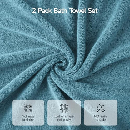 ecolook Ultra Soft 6-Piece Towel Set, 100% Cotton | Lighter Weight, Quick Dry, Highly Absorbent, 2 Bath, 2 Hand, 2 Washcloths, Perfect for Bathroom, Blue - color: Blue