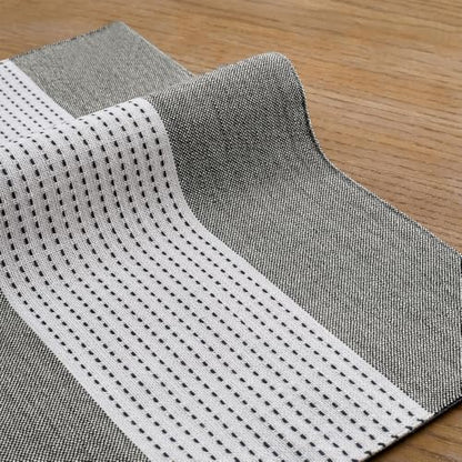 Wracra Linen Placemats Set of 6, Black Macrame Place Mats for Kitchen Table | Stripe Placemats 12 x 18 Inch; Heat Resistant Table Mats; Premium Cotton Linen Woven Fabric; Delicate Splicing Designs - color: Black, size: 12×18 Inch (Set of 6)