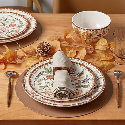 Bico Blooming Moment Salad Plates Set of 4, 8.75 Inch Ceramic Dessert Plates for Salad, Appetizer, Side Dishes, Microwave and Dishwasher Safe, Gift for Housewarming and Thanksgiving - color: Blooming Moment