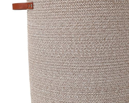 16"x20" Extra Large Cotton Rope Basket with Zipper Lid, Woven Laundry Hamper and Blanket Storage Basket, Round Clothes Bin for Living Room Bedroom, Camel & White Mix - color: All Deep Camel White Mix