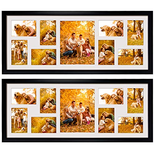 WIFTREY 2 Pack 4x6 Picture Frames Collage with 9 Openings, Display Eight 4 x 6 Pictures and One 8x10 Photos for Wall Mounting, Black - color: Black, size: 9 Openings - 2 Pack