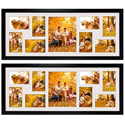 WIFTREY 2 Pack 4x6 Picture Frames Collage with 9 Openings, Display Eight 4 x 6 Pictures and One 8x10 Photos for Wall Mounting, Black - color: Black, size: 9 Openings - 2 Pack