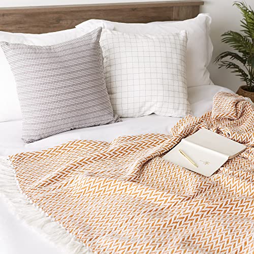 DII Zig Zag Throw Collection Modern Woven Cotton, 50x60, Pumpkin Spice - color: Pumpkin Spice, size: 50x60"
