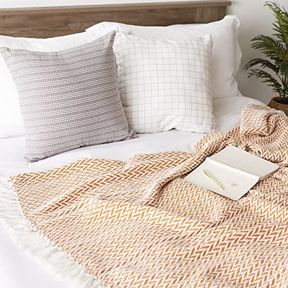 DII Zig Zag Throw Collection Modern Woven Cotton, 50x60, Pumpkin Spice - color: Pumpkin Spice, size: 50x60"